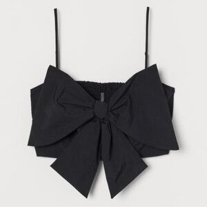 Chic Black Bow Detail Top